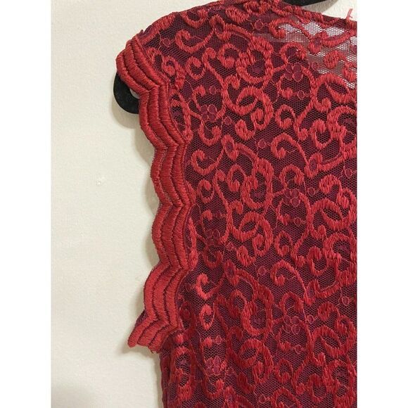 Kimchi Blue Lucinda Scalloped Lace Bodycon Mini Dress In Wine Color Size… - Picture 12 of 14